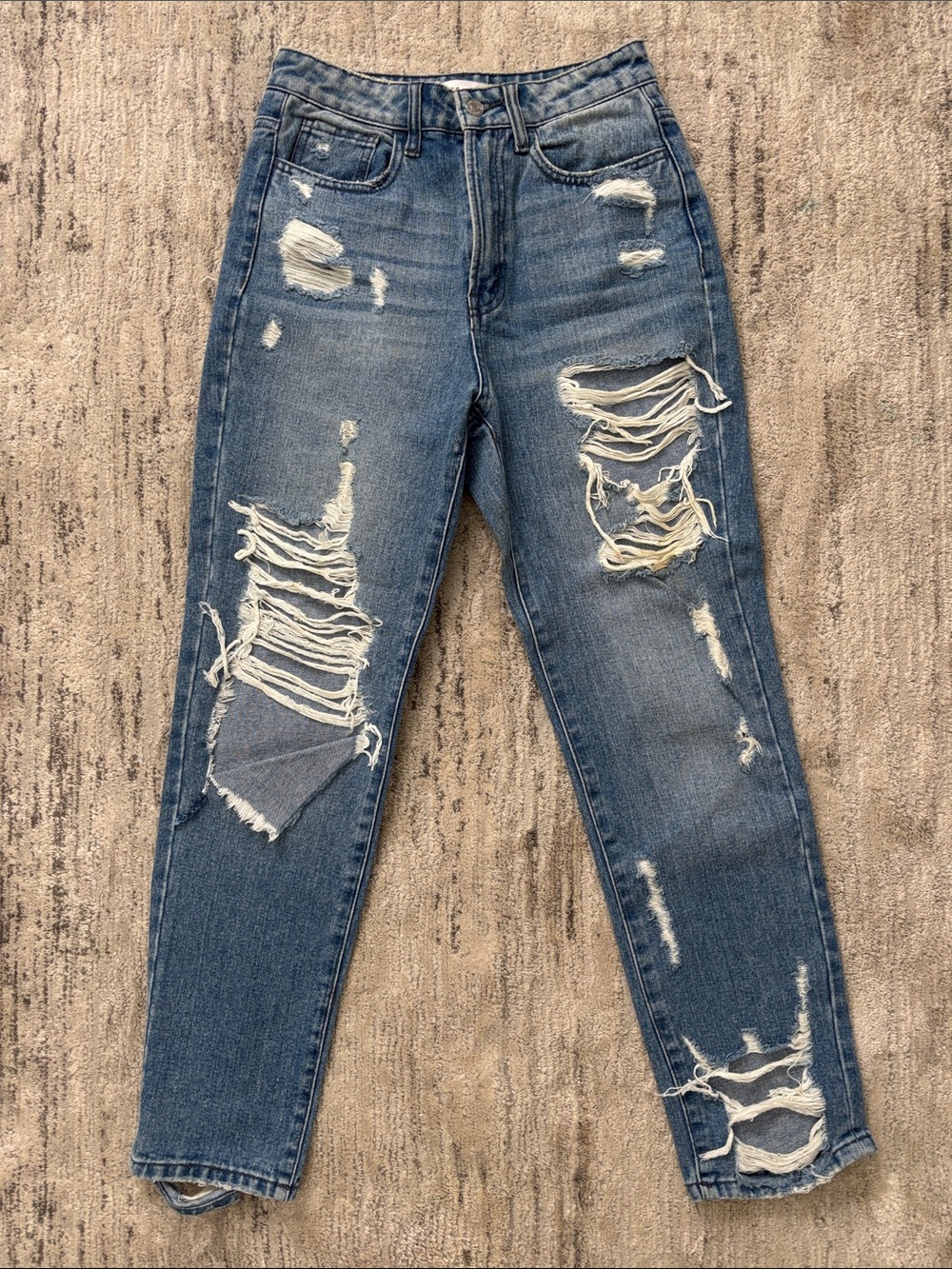 Flying Monkey Distressed Medium Blue Boyfriend Jeans